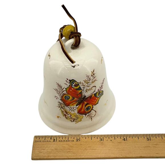 Vintage Porcelain Bell Hand Painted Butterfly Design Home Decor Accent 4.25" - Picture 12 of 13